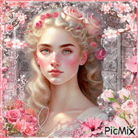 Little Girl with Crown and Bouquet of Flowers - GIF animasi gratis