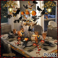 Table décorée Halloween - Бесплатни анимирани ГИФ