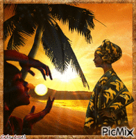 Africaine coucher de soleil アニメーションGIF