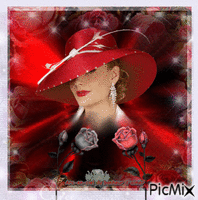 Femme en rouge - Δωρεάν κινούμενο GIF