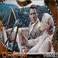 Vintage Movie Couple - Grau- und Blautöne - GIF เคลื่อนไหวฟรี