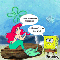 Ariel thinks Spongebob is cute (2) GIF animado