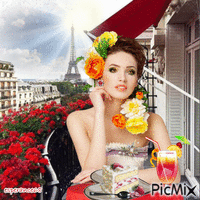 Strawberry with cream in Paris (concours) - Бесплатный анимированный гифка