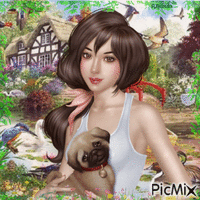Girl with her dog-contest - 免费动画 GIF