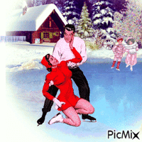 Couple of skaters - Vintage - Безплатен анимиран GIF