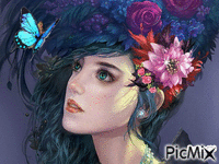 fille aux fleurs - Free animated GIF