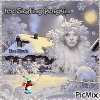 Ice Skating Penguin animovaný GIF