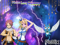 fairy tail (natsu,lucy happy) - Animovaný GIF zadarmo