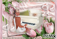 As her fingers softly touch the keys animált GIF