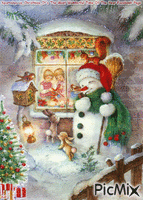 Christmas Snowman animoitu GIF