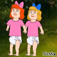 Twins in the countryside animēts GIF