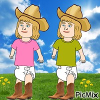 Western twin babies animasyonlu GIF