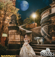 moon dresden wolf lady - Free animated GIF