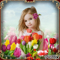 cô bé và hoa tulip