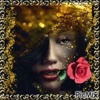 Femme avec une rose geanimeerde GIF
