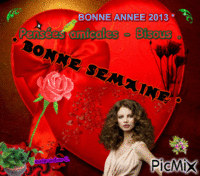 Un coeur rouge § Rose - Bonne semaine & Amitiés - - Gratis animeret GIF