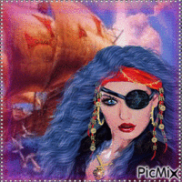 Девочка Пираточка animált GIF