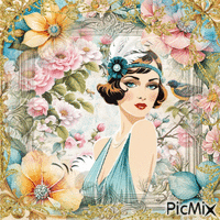 vintage in pink and blue - GIF animé gratuit