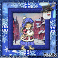 {{Little Girl in the Snowy Town}} анимиран GIF