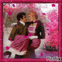 Couple d'automne en rose
