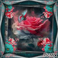 Art numérique - Rose rose GIF animé