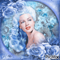 Lana Turner- Tons bleus 💞🌻🌹 - GIF animé gratuit
