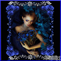 синие цветы - Бесплатный анимированный гифка