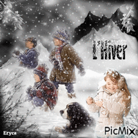 Enfants en hiver - GIF animado grátis