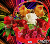Egy kosár rózsa. - Ücretsiz animasyonlu GIF