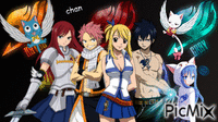 Happy, Erza, Natsu, Lucy, Gray, Wendy, Charla - Fairy Tail animerad GIF