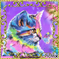 Gato arco-íris - GIF animasi gratis