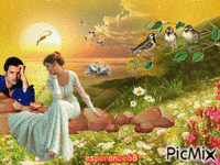 couple au coucher de soleil Animated GIF