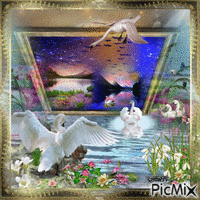 LANDSCAPE WITH SWANS Animiertes GIF
