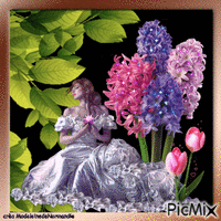 les jacinthes, fleurs de printemps Gif Animado