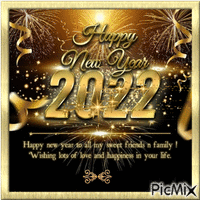 Happy 2022 for all the PicMixers - Free animated GIF