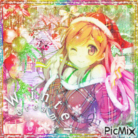 Anime winter christmas rainbow