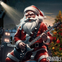 Weihnachten mit einem Rock'n'Roll-Weihnachtsmann - GIF animé gratuit