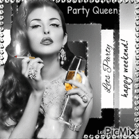Party Queen. Black, white, silver - GIF animado gratis
