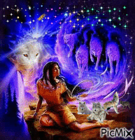 indienne loup - Free animated GIF