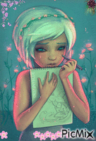 la ragazza dei fiori animovaný GIF