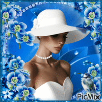 Contest!Portrait de femme au chapeau blanc - GIF animé gratuit