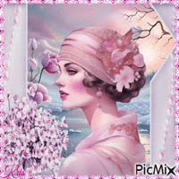 Femme en rose GIF animé