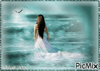 Mina---kvinna vid havet animovaný GIF