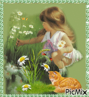 Picking daisies GIF animado