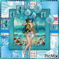 [[♠Miku at the Digital Beach♠]] GIF animé