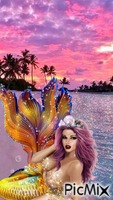 mermaid beach GIF animé