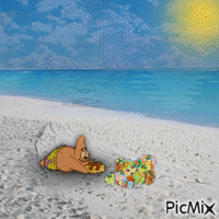 Patrick Star at the Beach - 無料のアニメーション GIF