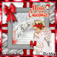 {-}Merry Christmas Little Angel in Red & White{-}