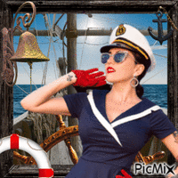 Portrait einer Marinefrau - vintage - GIF animé gratuit
