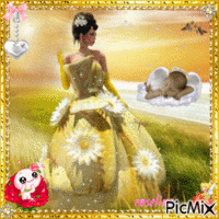 princesse et petit ange - GIF animé gratuit